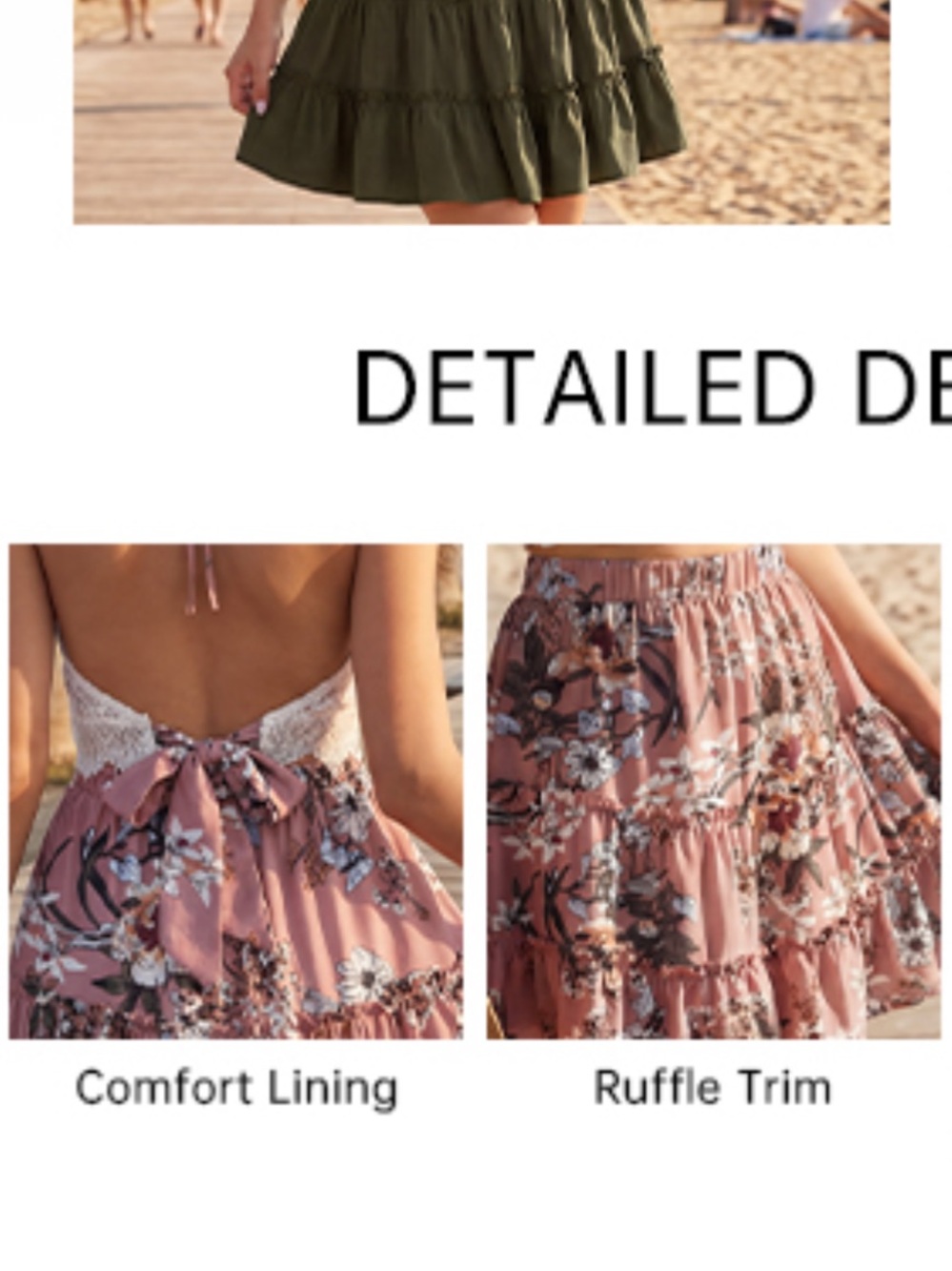 Lace Halter Crop Top with White Crochet Detail & Pink Ruffle Layer Skirt Set - Picture 4 of 14